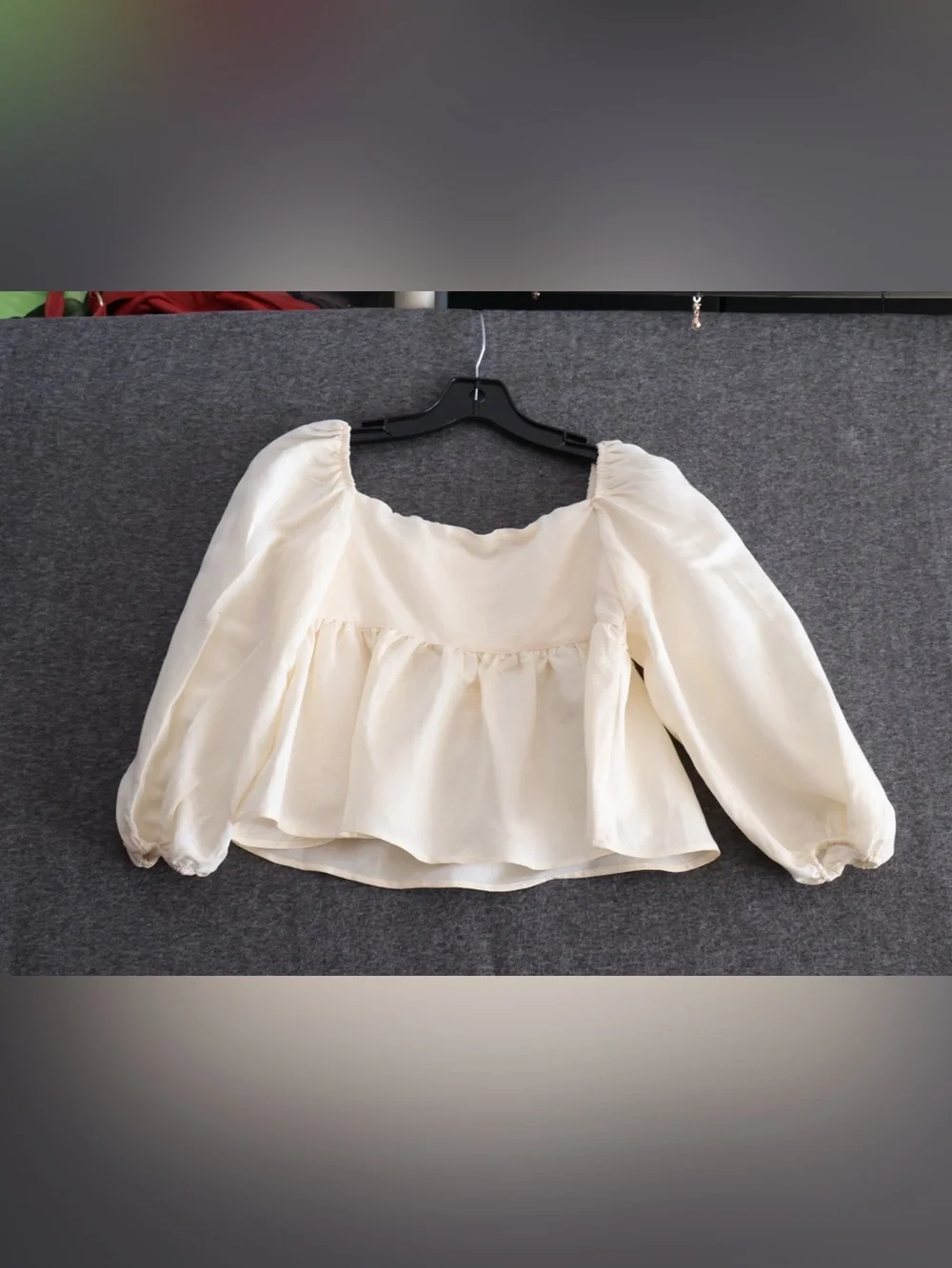 Anthropologie Cream Crochet-Yoke Peasant Top XXS
